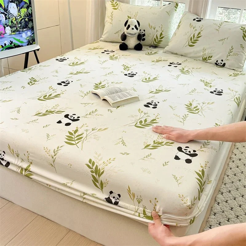 Spannbettlaken mit Blumenmuster – 100 % Baumwolle, erhältlich in den Größen Einzelbett, Queen und King.