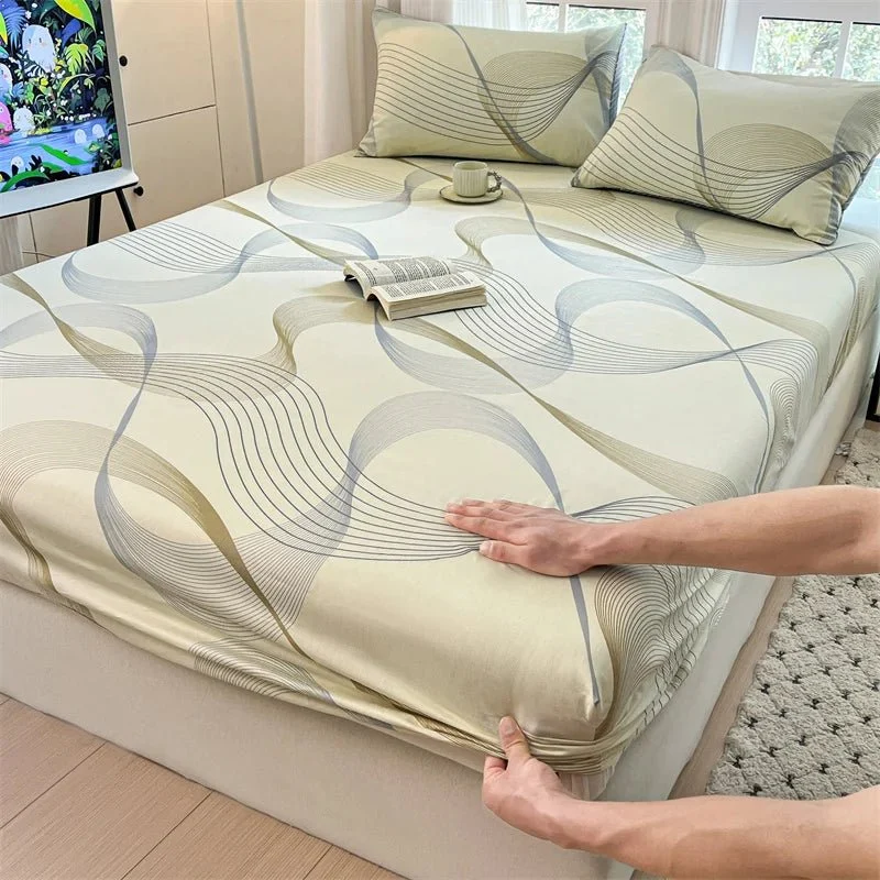 Spannbettlaken mit Blumenmuster – 100 % Baumwolle, erhältlich in den Größen Einzelbett, Queen und King.