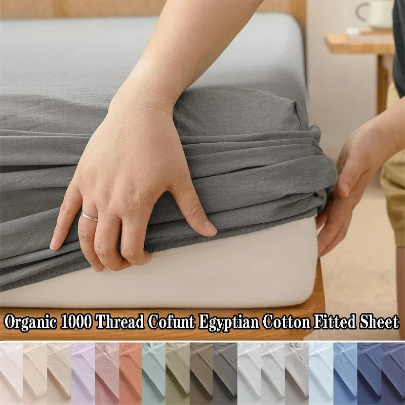 Luxuriöses Spannbettlaken aus ägyptischer Baumwolle – Bio-Bettwäsche für Doppelbetten (Queen-Size)