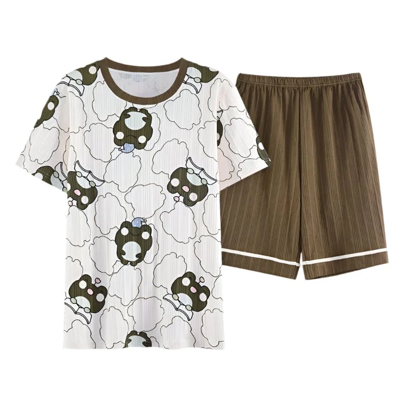 Herren-Pyjama aus weicher Baumwolle mit Cartoon-Motiven – Bequemes Set in den Größen L-3XL