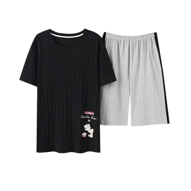 Herren-Pyjama aus weicher Baumwolle mit Cartoon-Motiven – Bequemes Set in den Größen L-3XL