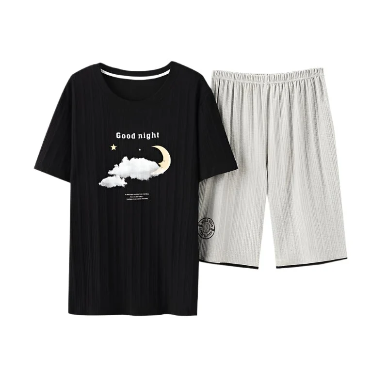 Herren-Pyjama aus weicher Baumwolle mit Cartoon-Motiven – Bequemes Set in den Größen L-3XL