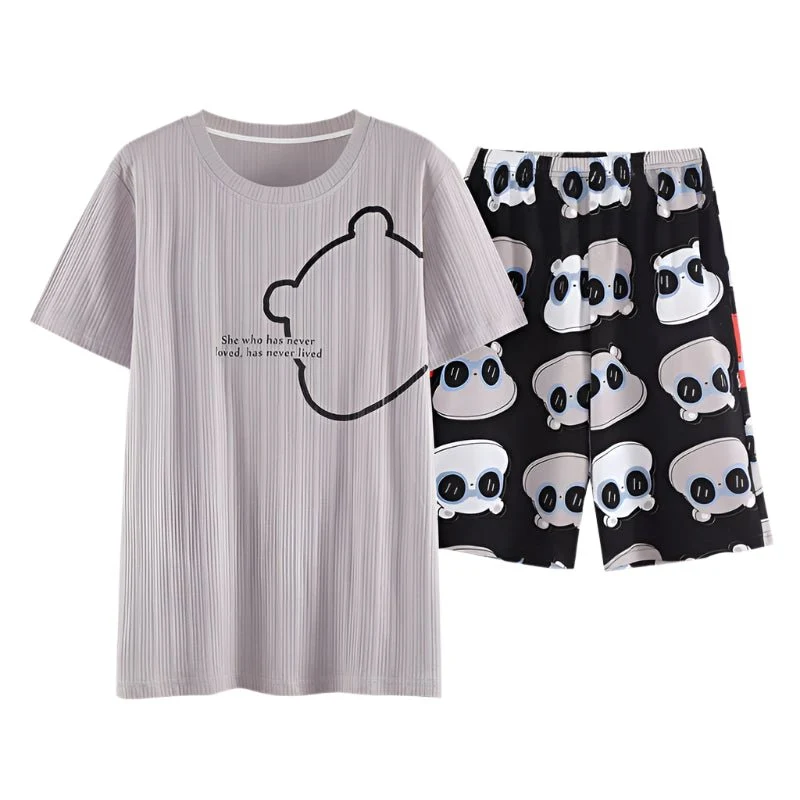 Herren-Pyjama aus weicher Baumwolle mit Cartoon-Motiven – Bequemes Set in den Größen L-3XL