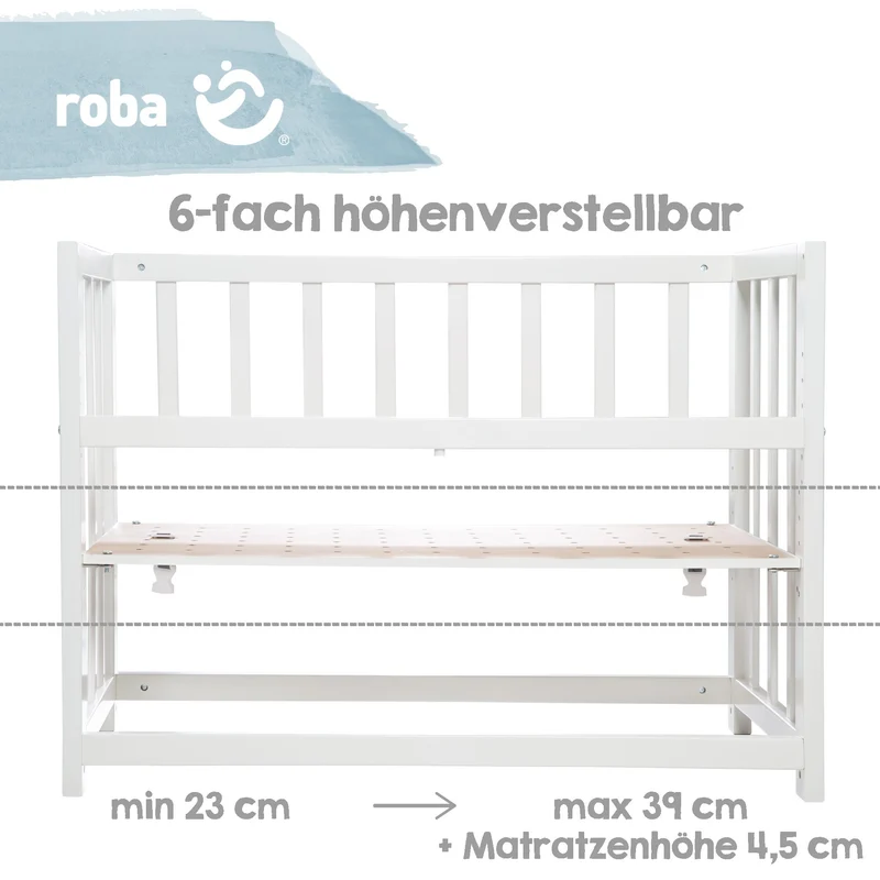 Stuben-/ Beistellbett "Sternzauber" – 3 in 1, Babybett grau, inkl. kompletten Bettzubehör