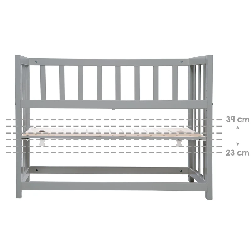 Stuben-/Beistellbett "Sternenzauber" – 4 in 1, Babybett, Wiege & Kinderbank, taupe