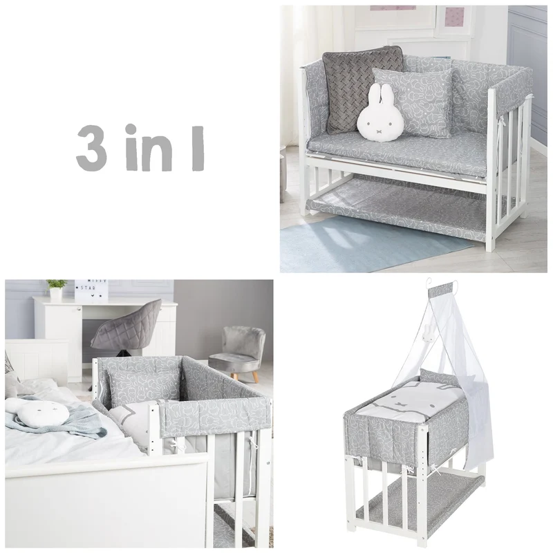Stubenbett "Miffy" – 3 in 1, Beistellbett, inkl. kompletten Bettzubehör