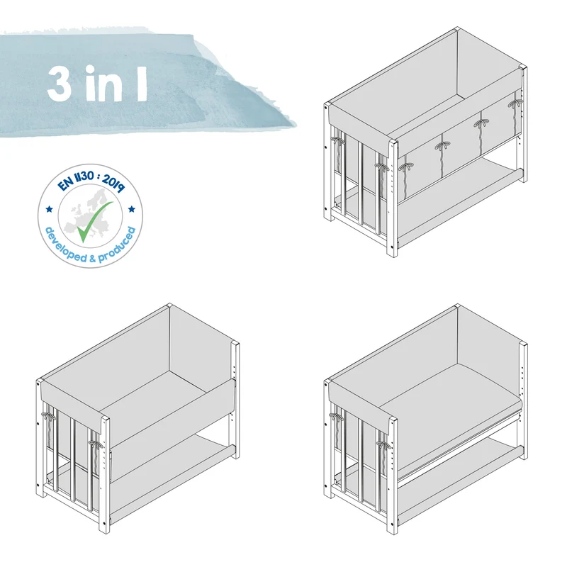 Stubenbett "Miffy" – 3 in 1, Beistellbett, inkl. kompletten Bettzubehör