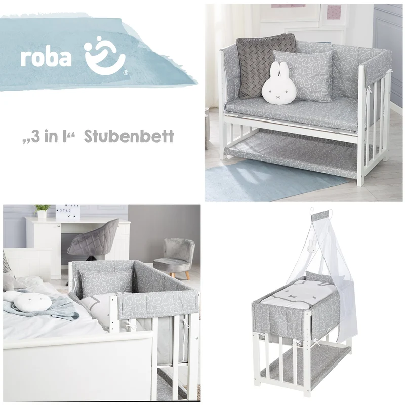 Stubenbett "Miffy" – 3 in 1, Beistellbett, inkl. kompletten Bettzubehör