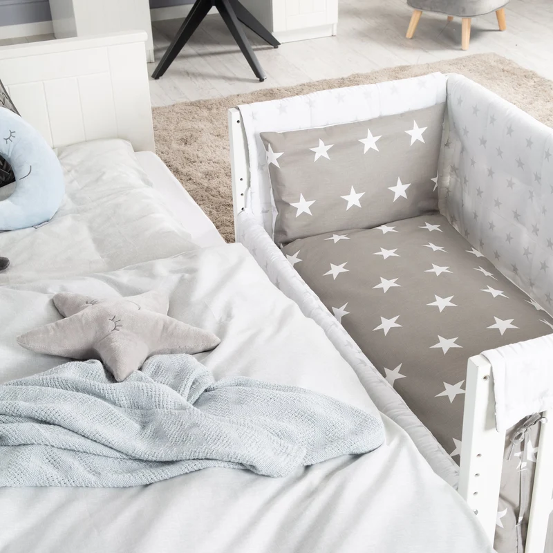 Stuben-/Beistellbett "Little Stars" – 3 in 1, Babybett weiß, inkl. kompletten Bettzubehör