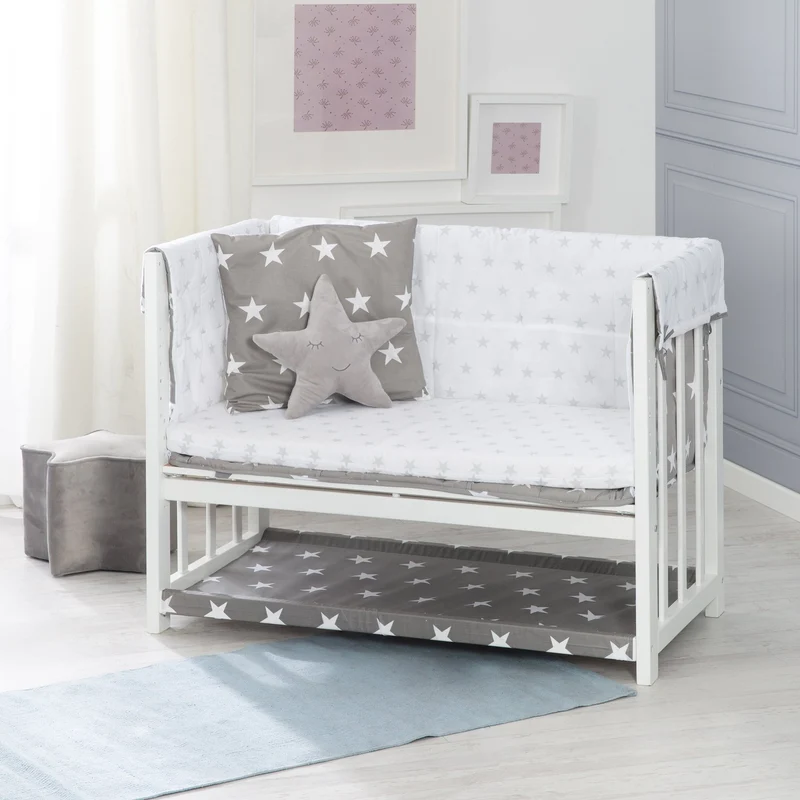 Stuben-/Beistellbett "Little Stars" – 3 in 1, Babybett weiß, inkl. kompletten Bettzubehör