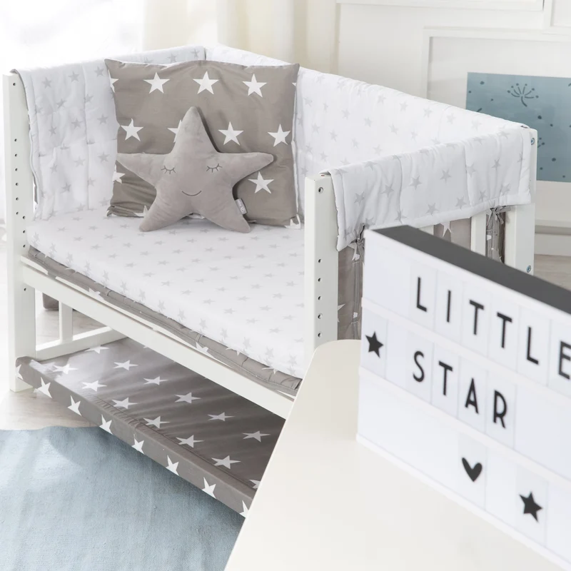 Stuben-/Beistellbett "Little Stars" – 3 in 1, Babybett weiß, inkl. kompletten Bettzubehör