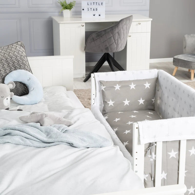 Stuben-/Beistellbett "Little Stars" – 3 in 1, Babybett weiß, inkl. kompletten Bettzubehör