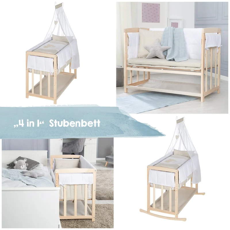 Stuben-/Beistellbett "Liebhabär" – 4 in 1, Babybett, Wiege, Kinderbank