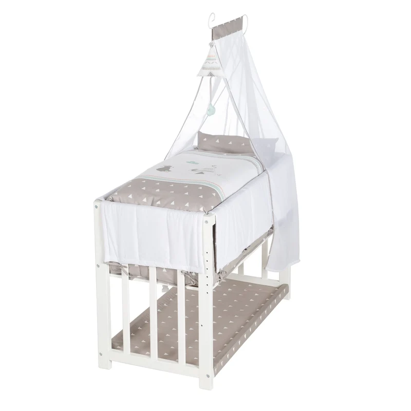 Stuben- & Beistellbett "Indibär" – 4 in 1, Babybett, Wiege & Kinderbank