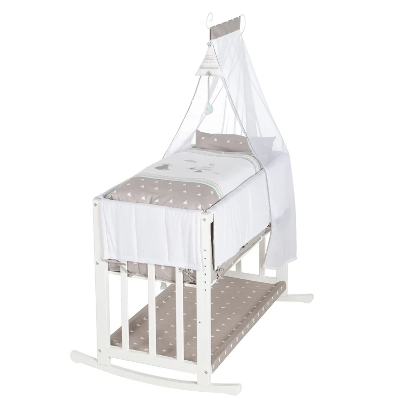 Stuben- & Beistellbett "Indibär" – 4 in 1, Babybett, Wiege & Kinderbank