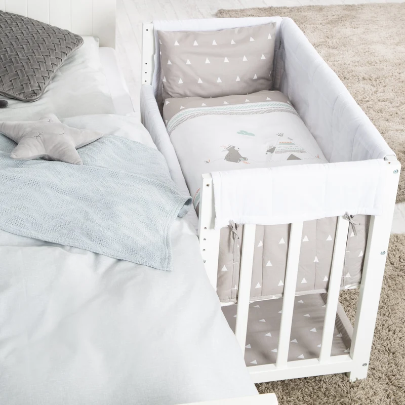 Stuben- & Beistellbett "Indibär" – 4 in 1, Babybett, Wiege & Kinderbank
