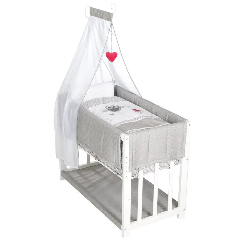 Stuben-/Beistellbett "Adam & Eule" – 4 in 1, Babybett, Wiege & Kinderbank