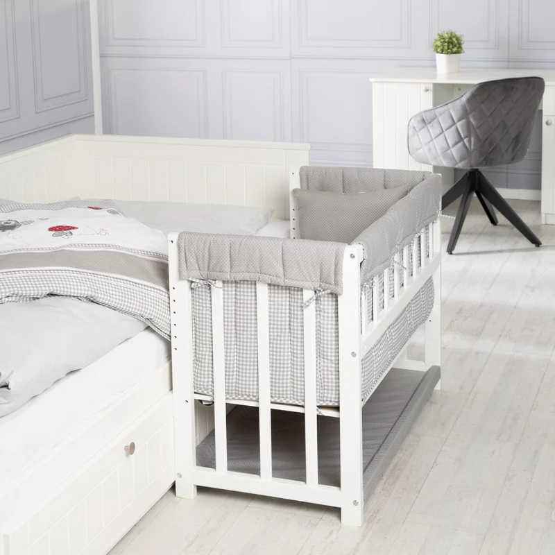 Stuben-/Beistellbett "Adam & Eule" – 4 in 1, Babybett, Wiege & Kinderbank