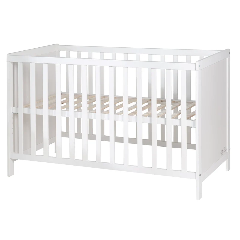 Beistellbett 60 x 120 cm – weiß, inkl. Lattenrost, Matratze & 5 Schlupfsprossen