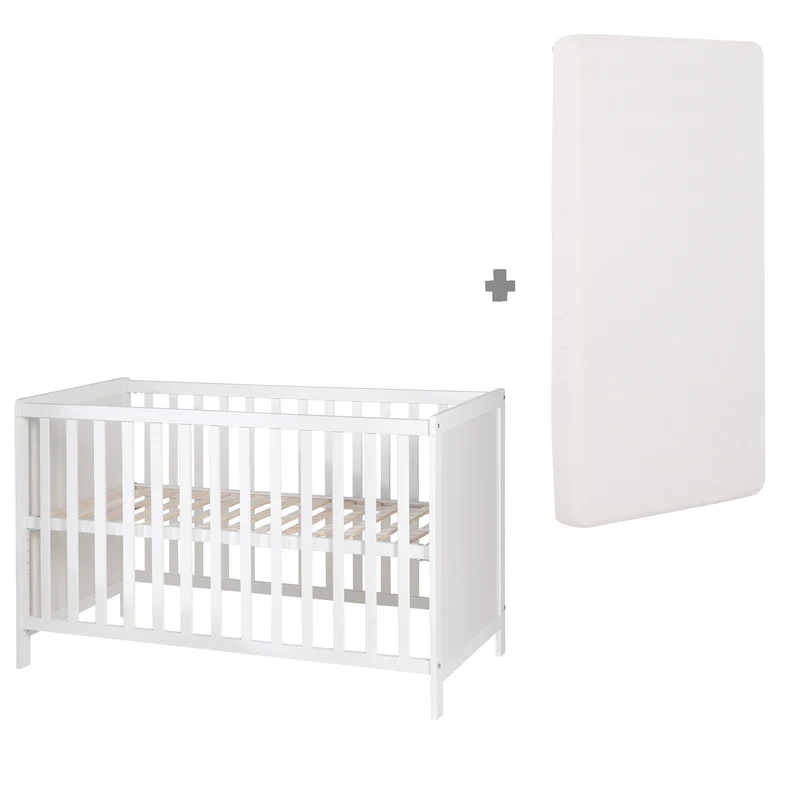 Beistellbett 60 x 120 cm – weiß, inkl. Lattenrost, Matratze & 5 Schlupfsprossen