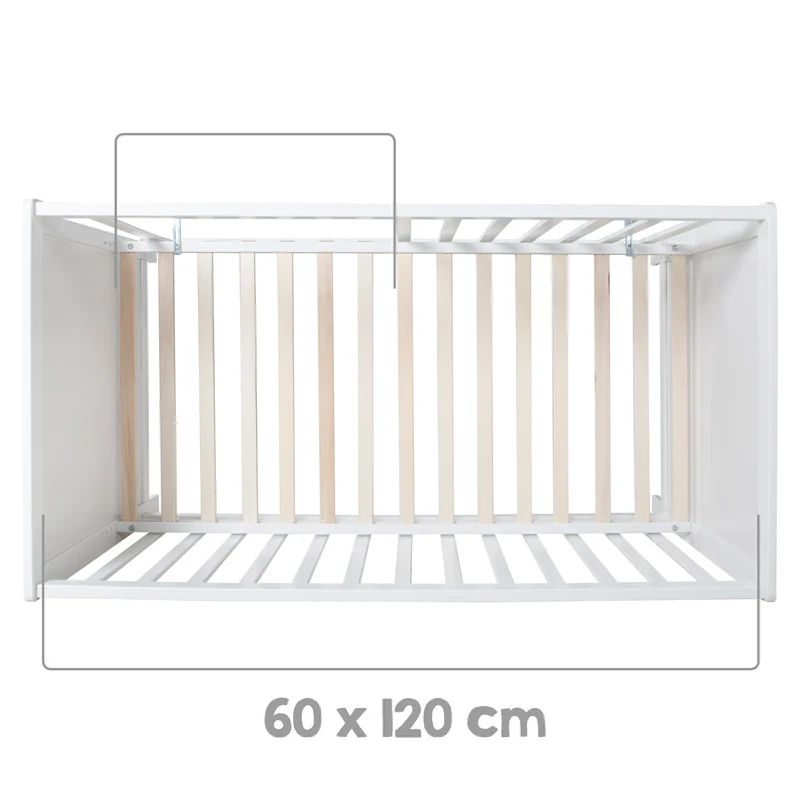 Beistellbett 60 x 120 cm – weiß, inkl. Lattenrost, Matratze & 5 Schlupfsprossen