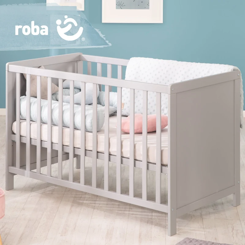 Beistellbett 60 x 120 cm – taupe, inkl. Lattenrost, Matratze & 5 Schlupfsprossen