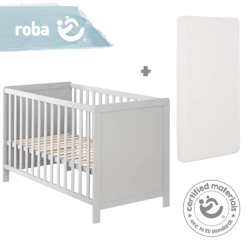 Beistellbett 60 x 120 cm – taupe, inkl. Lattenrost, Matratze & 5 Schlupfsprossen