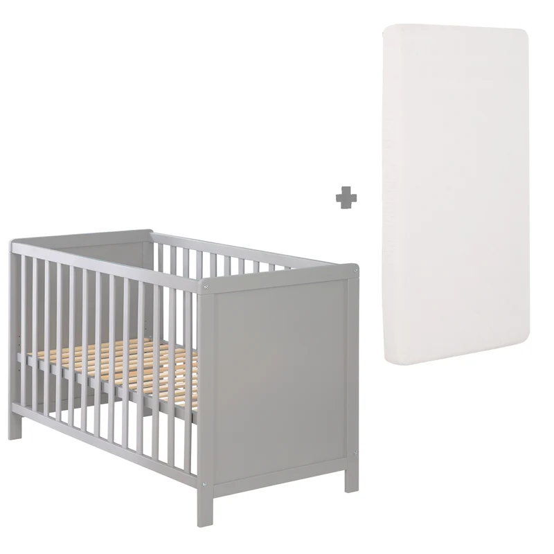 Beistellbett 60 x 120 cm – taupe, inkl. Lattenrost, Matratze & 5 Schlupfsprossen