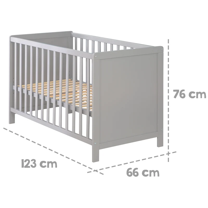 Beistellbett 60 x 120 cm – taupe, inkl. Lattenrost, Matratze & 5 Schlupfsprossen