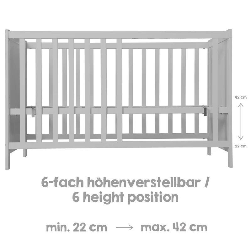 Beistellbett 60 x 120 cm – taupe, inkl. Lattenrost, Matratze & 5 Schlupfsprossen