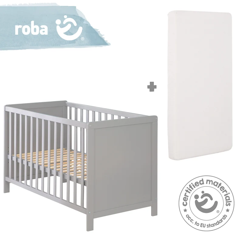Beistellbett 60 x 120 cm – taupe, inkl. Lattenrost, Matratze & 5 Schlupfsprossen