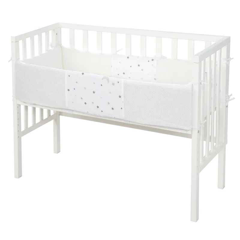 Beistellbett "safe asleep®" – 2 in 1, weiß, inkl. Matratze, Nestchen & Barriere
