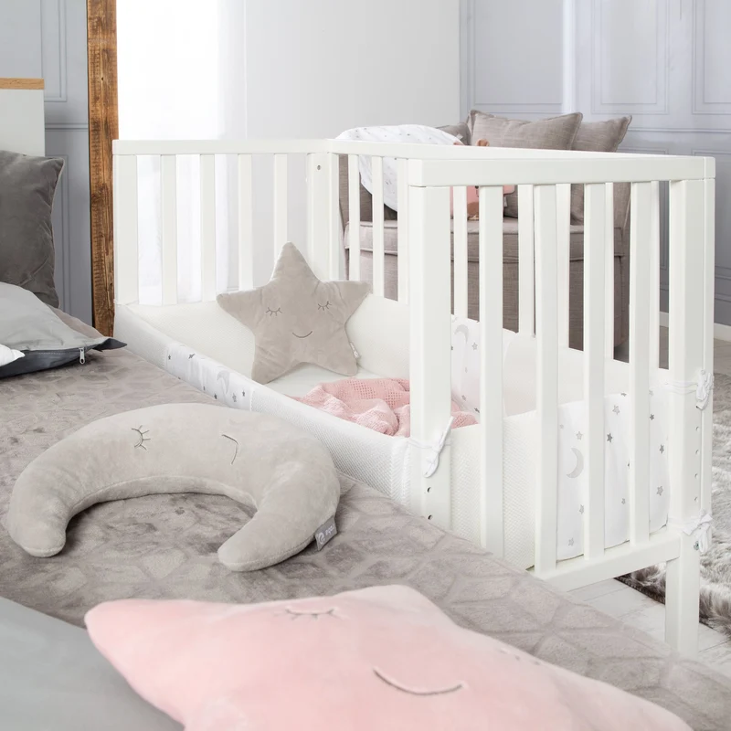 Beistellbett "safe asleep®" – 2 in 1, weiß, inkl. Matratze, Nestchen & Barriere