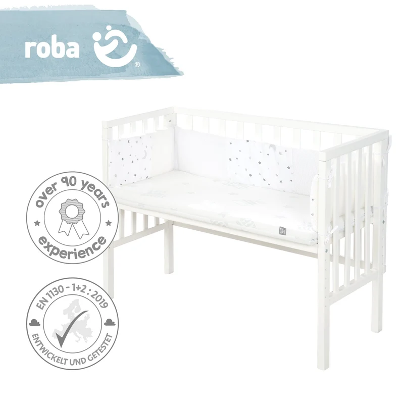 Beistellbett "safe asleep®" – 2 in 1, weiß, inkl. Matratze, Nestchen & Barriere