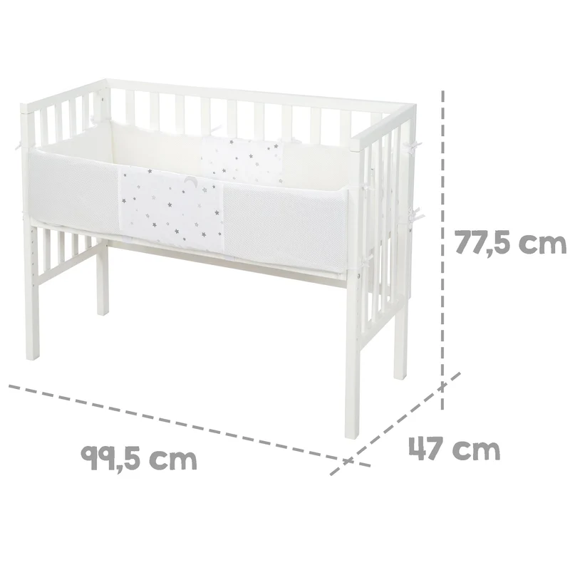 Beistellbett "safe asleep®" – 2 in 1, weiß, inkl. Matratze, Nestchen & Barriere