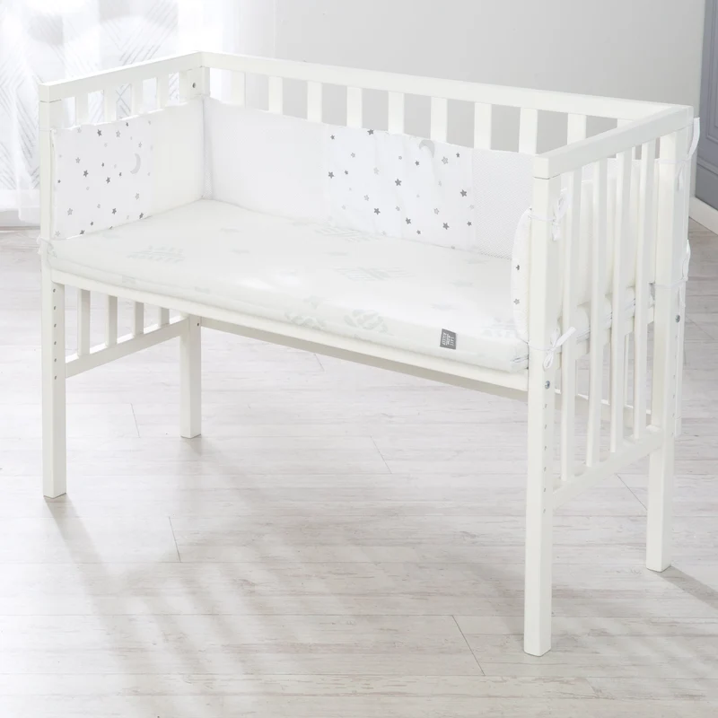 Beistellbett "safe asleep®" – 2 in 1, weiß, inkl. Matratze, Nestchen & Barriere