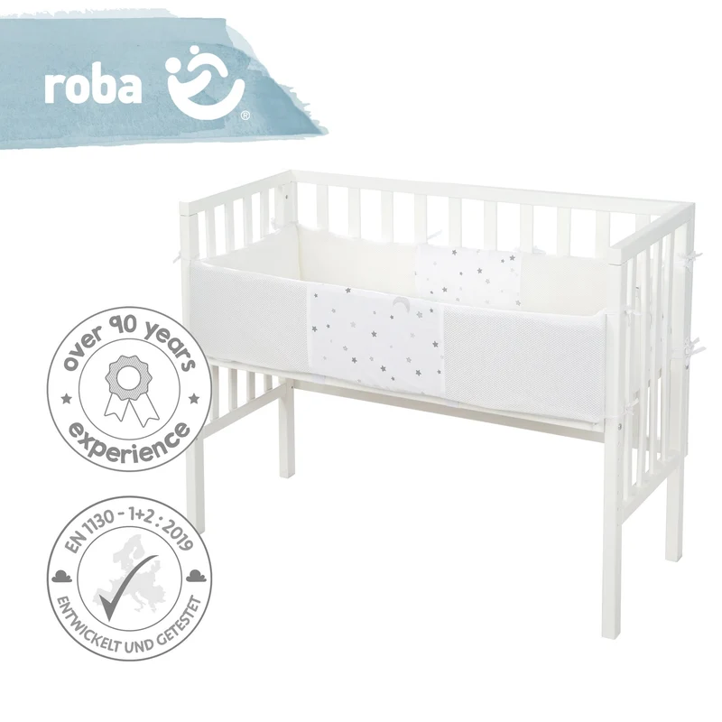 Beistellbett "safe asleep®" – 2 in 1, weiß, inkl. Matratze, Nestchen & Barriere