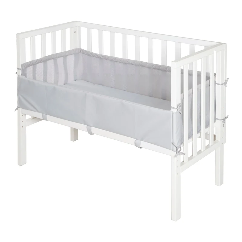 Beistellbett "roba Style" – 2 in 1, weiß, inkl. Matratze, Nestchen & Barriere