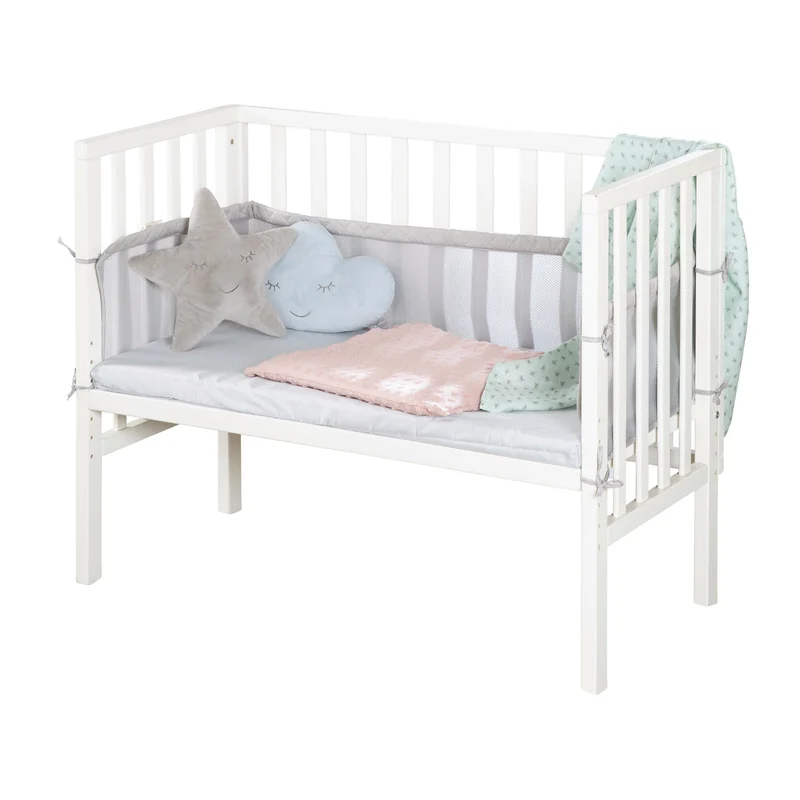 Beistellbett "roba Style" – 2 in 1, weiß, inkl. Matratze, Nestchen & Barriere