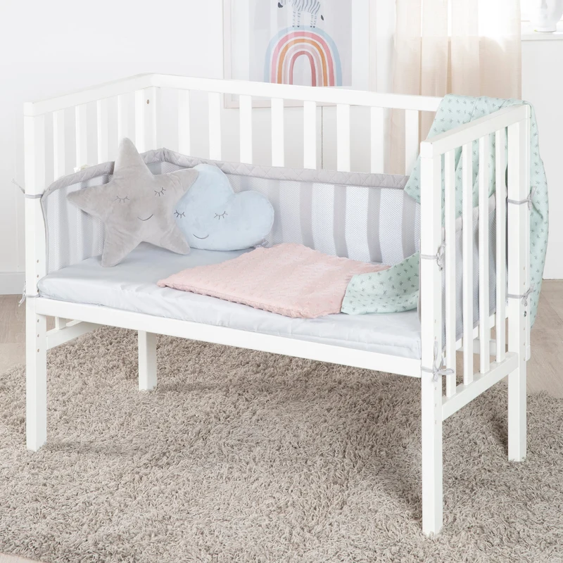 Beistellbett "roba Style" – 2 in 1, weiß, inkl. Matratze, Nestchen & Barriere