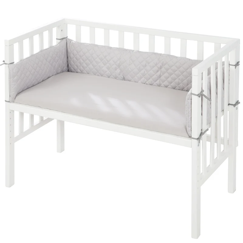 Beistellbett "roba Style" – 2 in 1, weiß, inkl. Matratze, Nestchen & Barriere