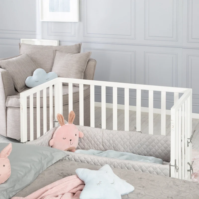 Beistellbett "roba Style" – 2 in 1, weiß, inkl. Matratze, Nestchen & Barriere