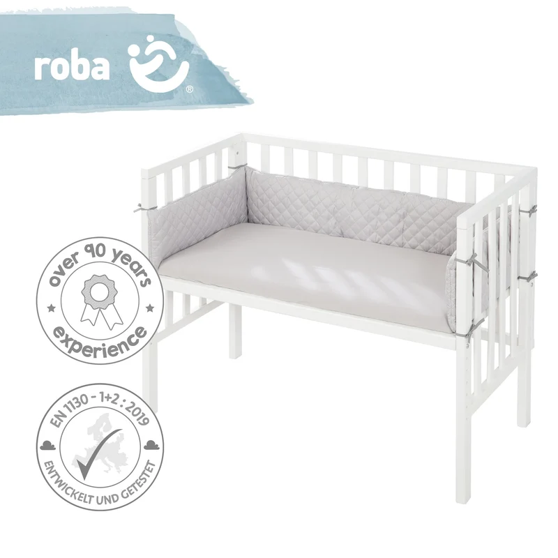 Beistellbett "roba Style" – 2 in 1, weiß, inkl. Matratze, Nestchen & Barriere
