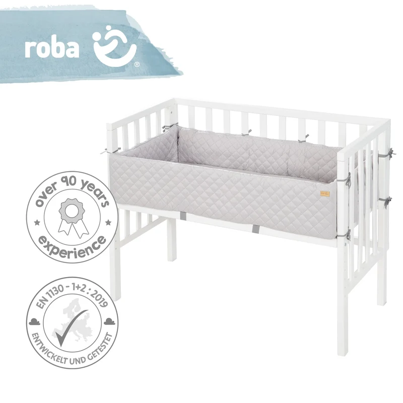 Beistellbett "roba Style" – 2 in 1, weiß, inkl. Matratze, Nestchen & Barriere