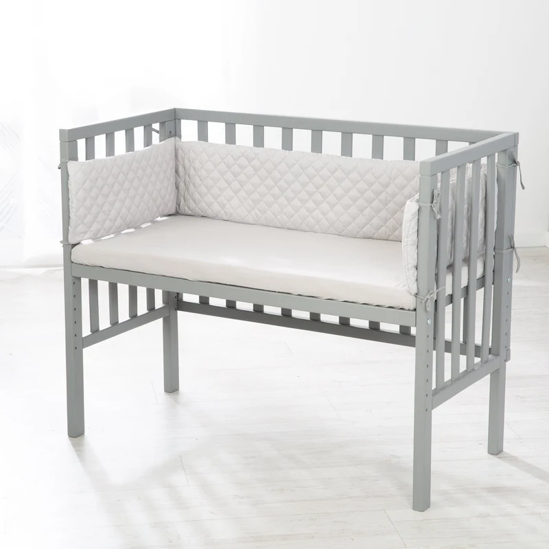 Beistellbett "roba Style" – 2 in 1, grau, inkl. Matratze, Nestchen & Barriere