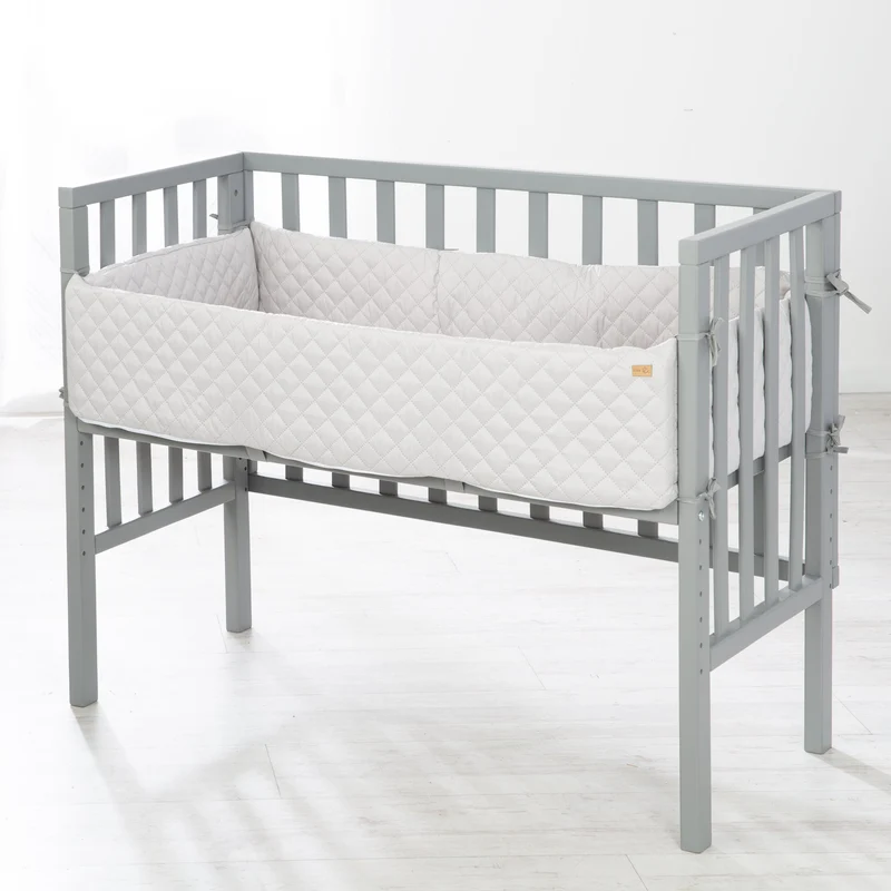 Beistellbett "roba Style" – 2 in 1, grau, inkl. Matratze, Nestchen & Barriere