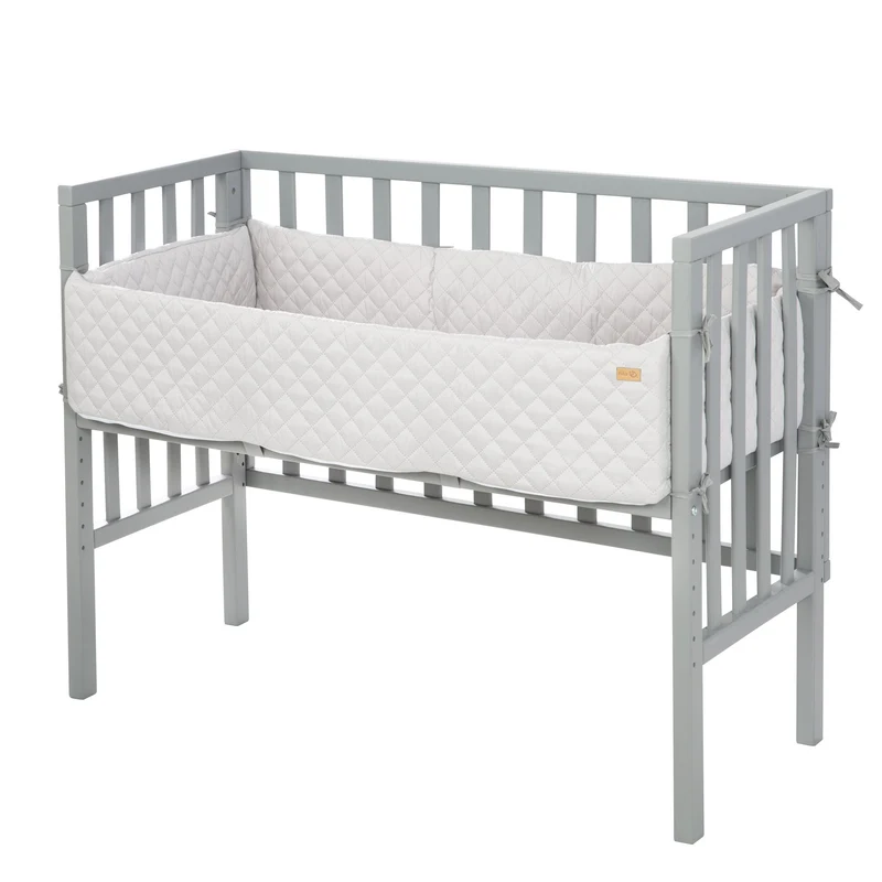Beistellbett "roba Style" – 2 in 1, grau, inkl. Matratze, Nestchen & Barriere