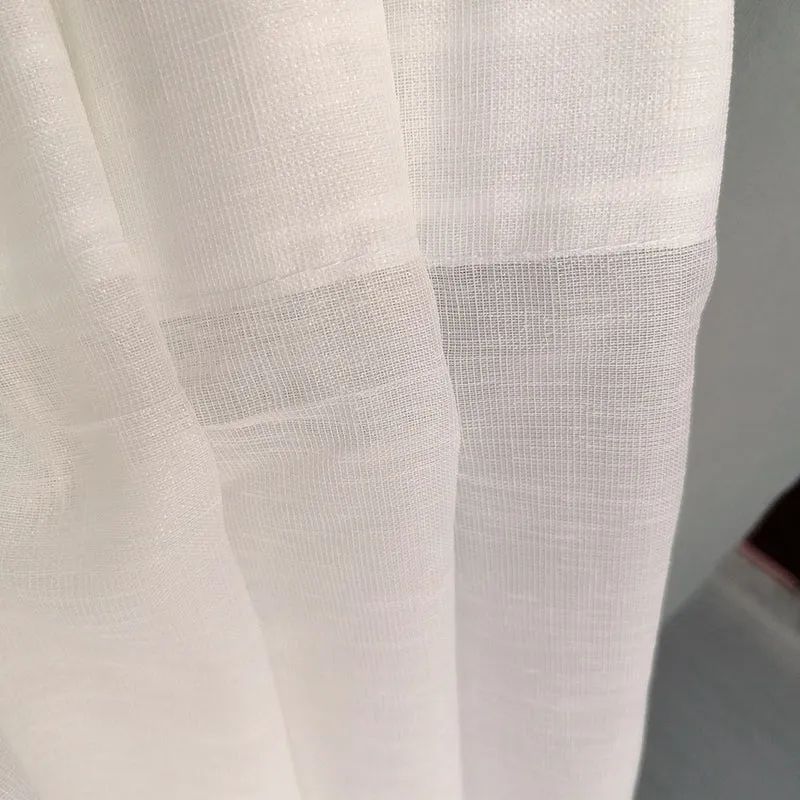 Moderne Leinenoptik Pflegeleicht Blickdicht Elfenbein – mit Kräuselband (1 Stück)