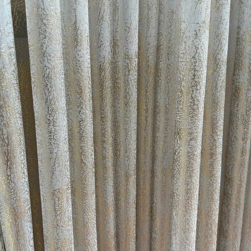 Gardine Natural mit Champagnergoldenem Druck – mit Kräuselband (1 Stück)
