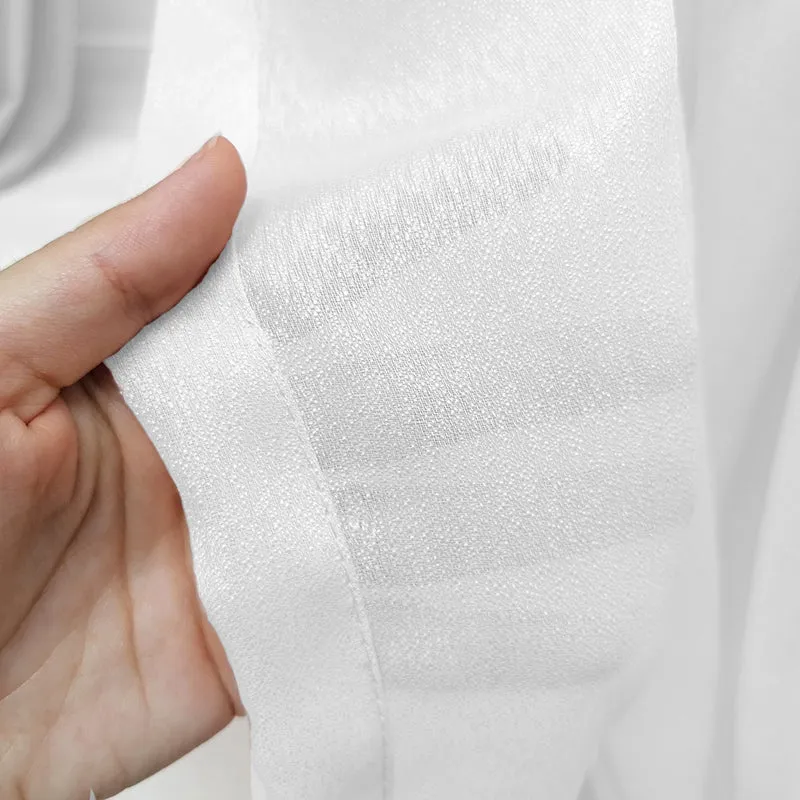 Gardine mit edlem Glanzeffekt Semi Organza transparent Weiß – mit Kräuselband (1 Stück)